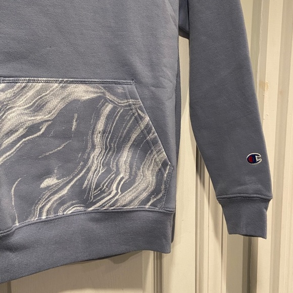 NWT Champion Size M Dusty Blue Marble Flow Recerse Weave Hoodie Kangaroo Pocket - Picture 4 of 14